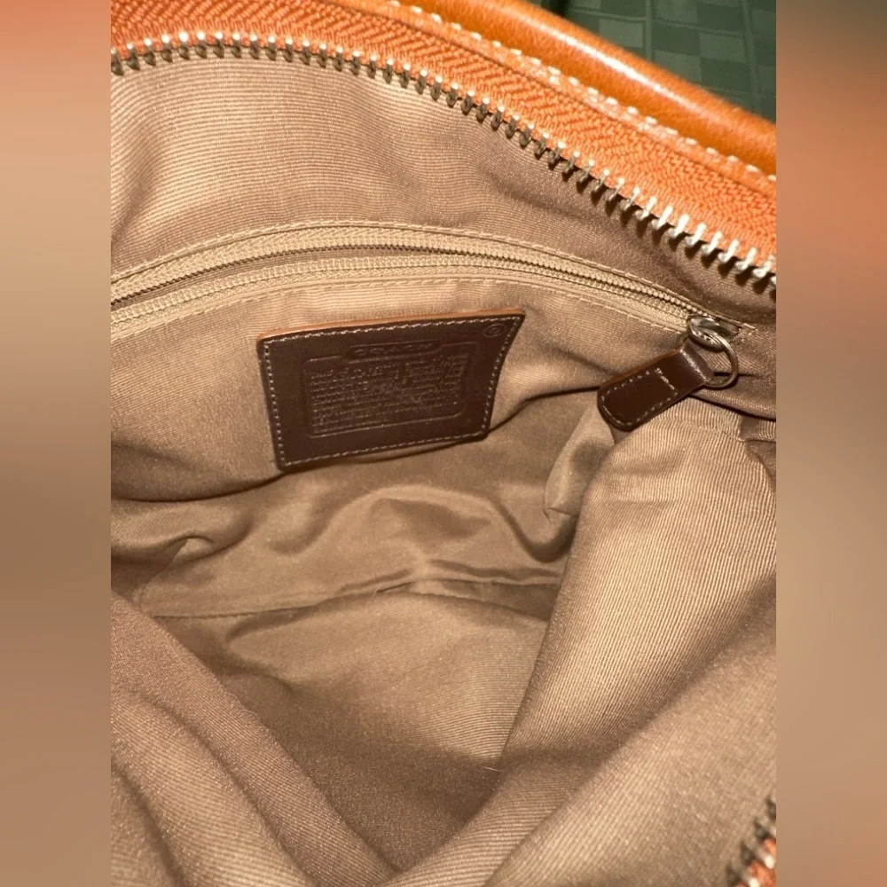 Coach White and Brown Crossbody Bag with Adjustable Strap